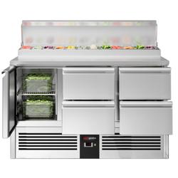 Saladette Mini PREMIUM - 1368x700mm - 1 deur + 4 lades - voor 8x GN 1/6