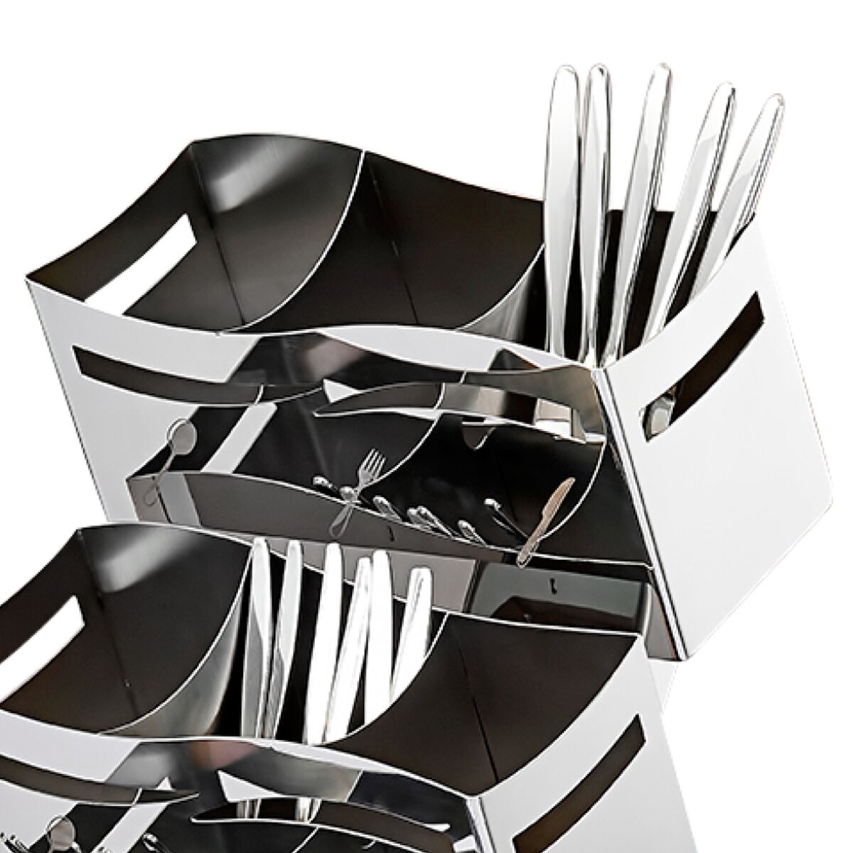 Range-couverts - 230x350mm - Hauteur: 515mm - acier inoxydable - avec 3x 3 étagères - avec 9 compartiments