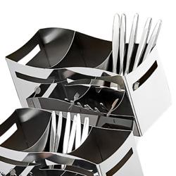 Range-couverts - 230x350mm - Hauteur: 515mm - acier inoxydable - avec 3x 3 étagères - avec 9 compartiments