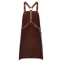 (6 pieces) KARLOWSKY | Professional Leather Bib Apron X‑Style Cross‑Back – Mocha - 600×820 mm