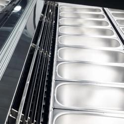 Vetrina Gelato THEO - 1736mm - Refrigerazione ventilata - con Illuminazione LED - per 18x Vasca da gelato da 5 Litri - Sbrinamento automatico - Bianco