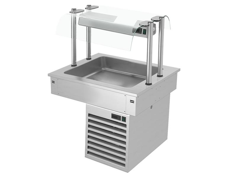 Drop-in koeling - 810mm - +2 tot +8°C - 2x GN 1/1 - 190W - met glasopstand