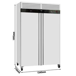 Fagyasztószekrény Rozsdamentes acél ECO - 1200 l - akár −22…−18 °C - mit 2 ajtó - Umluft hűtés, automatikus leolvasztás, zárható ajtó, R290
