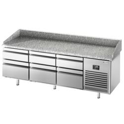 Pizzawerkbank PREMIUM PLUS - 1980x700mm - met granieten werkblad - met 1 deur & 6 laden