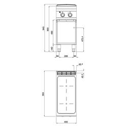 Keramische kookplaat - PAOLO 900 - 400x900x940mm - 8,0 kW - 2 kookzones vierkant