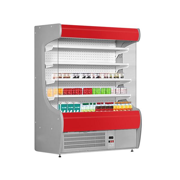 Wall-mounted refrigerated shelf - 915mm - with 4 Shelves - Front panel red