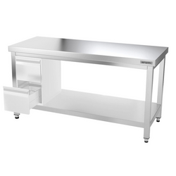 Table de travail en inox PREMIUM - 1600x700mm - avec fond de base & entretoise	