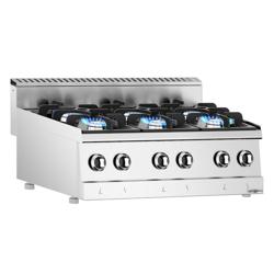 Cucina a gas professionale - 900x600x300mm - 36,0 kW - 6 fuochi - da banco