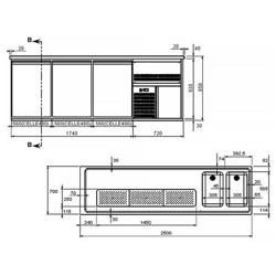 Ψυγείο Πάγκος Μπύρας PREMIUM PLUS - 2500 x 700 χλσ. - 3 Πόρτες