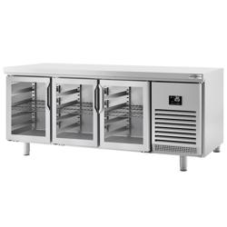 Dranken koelwerkbank PREMIUM PLUS - 2185x800mm - 635 liter - 3 glazen deur(en) - dubbel glas