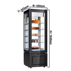 Vetrina congelatore - 12l - 600mm - 1 porta a battente in vetro - con 5 ripiani - LED interni - Nero