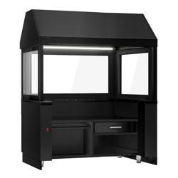 Toronto Neutral Grill Base 1900mm – Black Granite Worktop - Black Wood-Effect Panels - Filter Hood