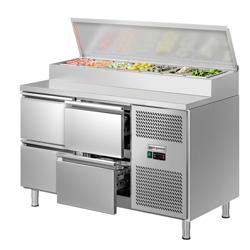 Commercial Saladette Prep Counter ECO - 1360x700mm - 4 Drawers - for 7x GN 1/3