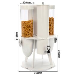 Cereal & Milk Dispenser - double - rotating - Stainless Steel Stand