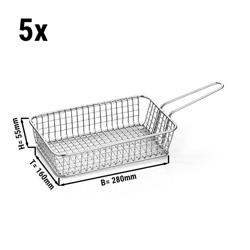 (5 pz) Cestino per Fingerfood - in acciaio inox - rettangolare - 280x160x55mm
