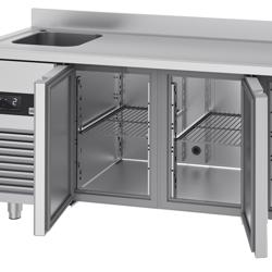 طاولة مبردة PREMIUM - 1900x700mm - 420 لتر - مع 3 باب - مع 1 حوض - حاجز خلفي