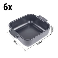 (6 pieces) PEUGEOT | Appolia Square Ceramic Casserole Dish – Slate Grey - 18 cm - 0.66 L