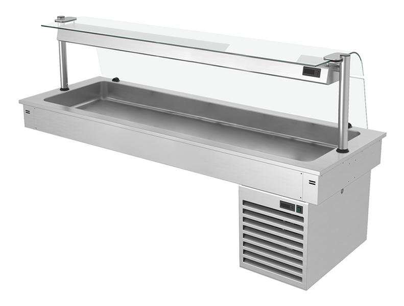 Kylbrunn - drop-in - 1 800 mm - +2 till +8 °C - 5x GN 1/1 - 410 W - med hostskydd i glas