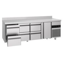Commercial Counter Fridge PREMIUM - 2330x700mm - with 1 door - 6 drawers - with upstand - capacity 632 litres
