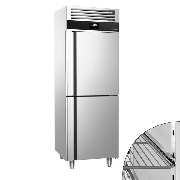 Vrieskast RVS PREMIUM - GN 2/1 - 700mm - 700liter - tot -20°C~-10°C - met 2 glasdeuren - geforceerde koeling, automatische ontdooiing & binnenverlichting