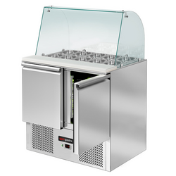 Saladette ECO - 900mm - 2 deuren - met hoge glazen opzetstuk voor 2x GN 1/1 & 3x GN 1/6