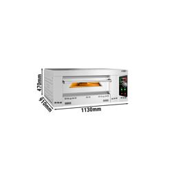 Forno de pizza a gás - Base em pedra refratária - 4x Ø34cm - 230V - Eletromecânico - até 450°C - incl. abertura para chaminé, tubo de extração Ø150mm, injetores para gás natural & propano