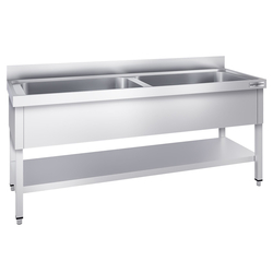 Chiuvetă cu cadru suport pentru oale 1,8 m - 2 cuve lungime 80 x lăţime 50 x adâncime 35 cm