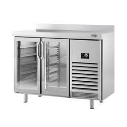 Kühltisch Premium PLUS - 1468x700mm - mit 2 Glastüren &  Aufkantung