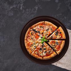 Pizzateller Polyethylen - Talíř na pizzu - se žlábkem na šťávu - polyethylen - Ø 240 mm - hnědá
