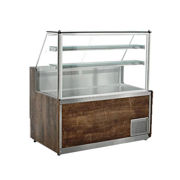 Comptoir réfrigéré BERLIN – 1000 mm – façade en bois – éclairage LED – plan de travail en granit noir