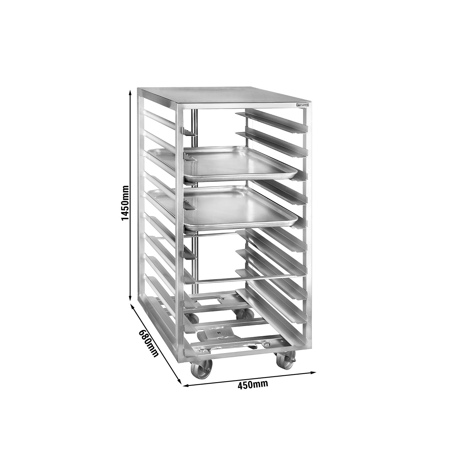Chariot à plateaux – pour 10 plateaux EN 600 × 400