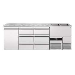 Back Bar Cooler PREMIUM - 2500x700mm - 1 Solid Door & 6 Drawers
