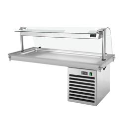 تجاري حوض طعام بارد مُسقَّط في السطح - 1460 mm - من +2 إلى +8 °C - 4x GN 1/1 - 450 W - مع حاجز زجاجي للعطس | لوح تبريد - GN 1/1 - ستانلس ستيل