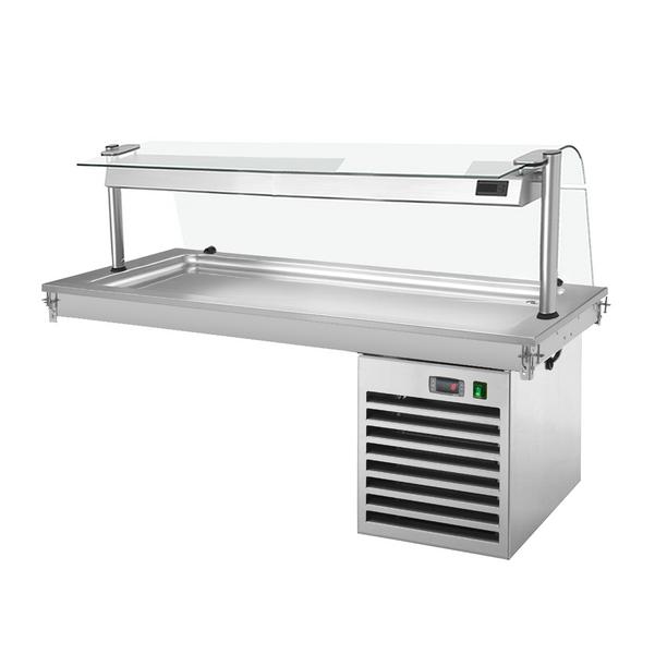 Einbau Kühlplatte - 1500mm - +2 bis +8 °C - 4x GN 1/1 - 450 Watt - mit Glas-Hustenschutz