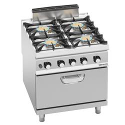 Gasfornuis - Paolo 900 - 800x900mm - 47,8 kW - 4 pits - incl. gas statische oven - 7,8 kW - hoog vermogen