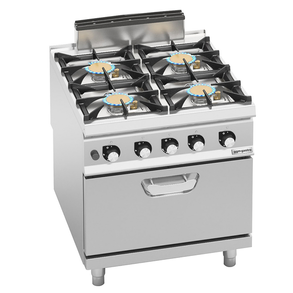 Plinski štednjak - Sa 4 plamenika - 40 kW - Uklj. plinska pećnica - 7,8 kW - Model visoke učinkovitosti