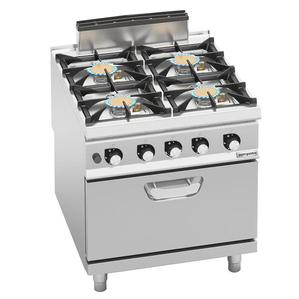 Gasfornuis - Paolo 900 - 800x900mm - 47,8 kW - 4 pits - incl. gas statische oven - 7,8 kW - hoog vermogen