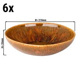 (6 قطع) RUSTIQUE - طبق عميق - عميق - خزف حجري - Ø 210mm - بني