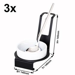 (3 szt.) Podstawka pod łyżkę - Stal nierdzewna - Okrągła - Czarny - 140x140x145mm