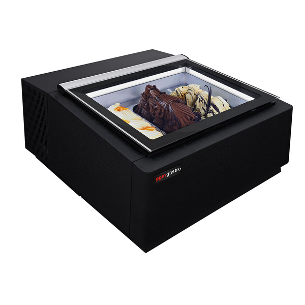 Vitrină de masă pentru înghețată - 670 x 750 mm - negru