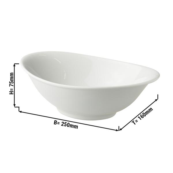 (12 adet) Tatlı / Salata Kasesi - Porselen - White Delight - 700ml - oval - 250x160mm - Beyaz