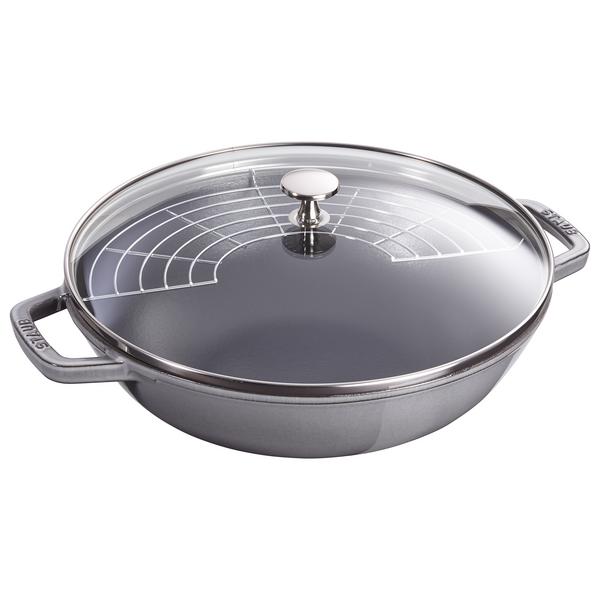 STAUB | SPECIALITIES - Wok met glazen deksel - Ø 300mm - Gietijzer - Grafietgrijs