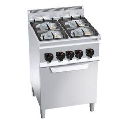 Gasfornuis - Lorenzo 600 - 600x600mm - 19,0 kW - 4 pits - incl. elektrische heteluchtoven - 3,0 kW
