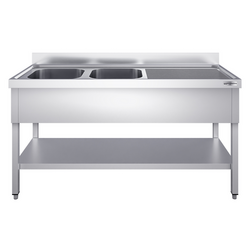Chiuvetă 2,0m - 2 cuve în partea stângă L 60 x B 50 x T 30 cm