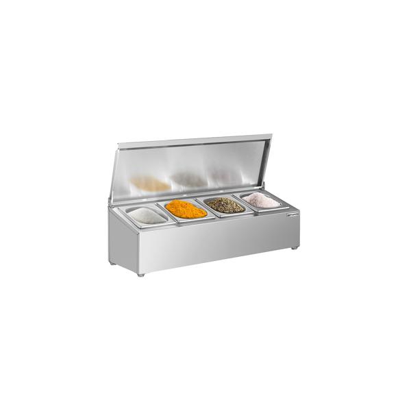 Caixa de Especiarias em aço inoxidável - 4x GN 1/6