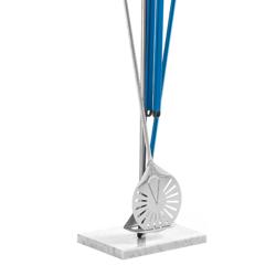 Suporte para pás de pizza - 350x250x1750mm - Aço inoxidável - com base em mármore & para 2 pás, 1 pá pequena e 1 escova