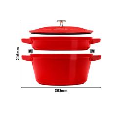STAUB | STACKABLE SET - Kokgryta set - 2-delat - Ø 240mm - gjutjärn - körsbärsröd