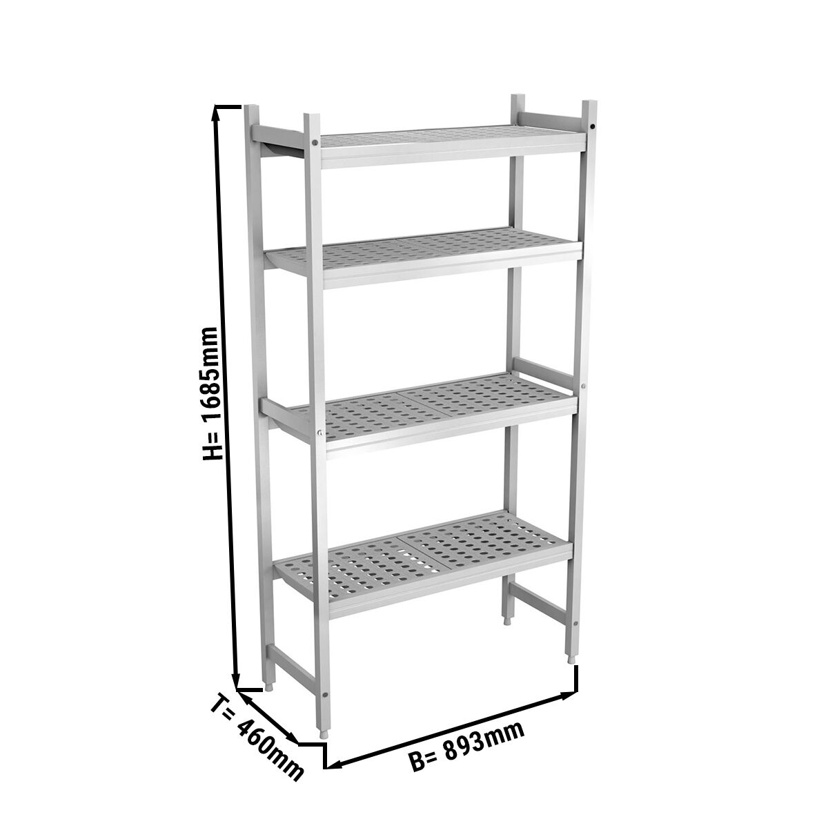 Étagère de base en aluminium - 893 x 1685 mm - Capacité de charge : 450 kg