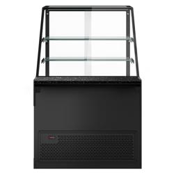 Vitrină frigorifică orizontală - 1000mm- cu iluminiare LED, 2 rafturi și fațada de lemn - Granit Negru