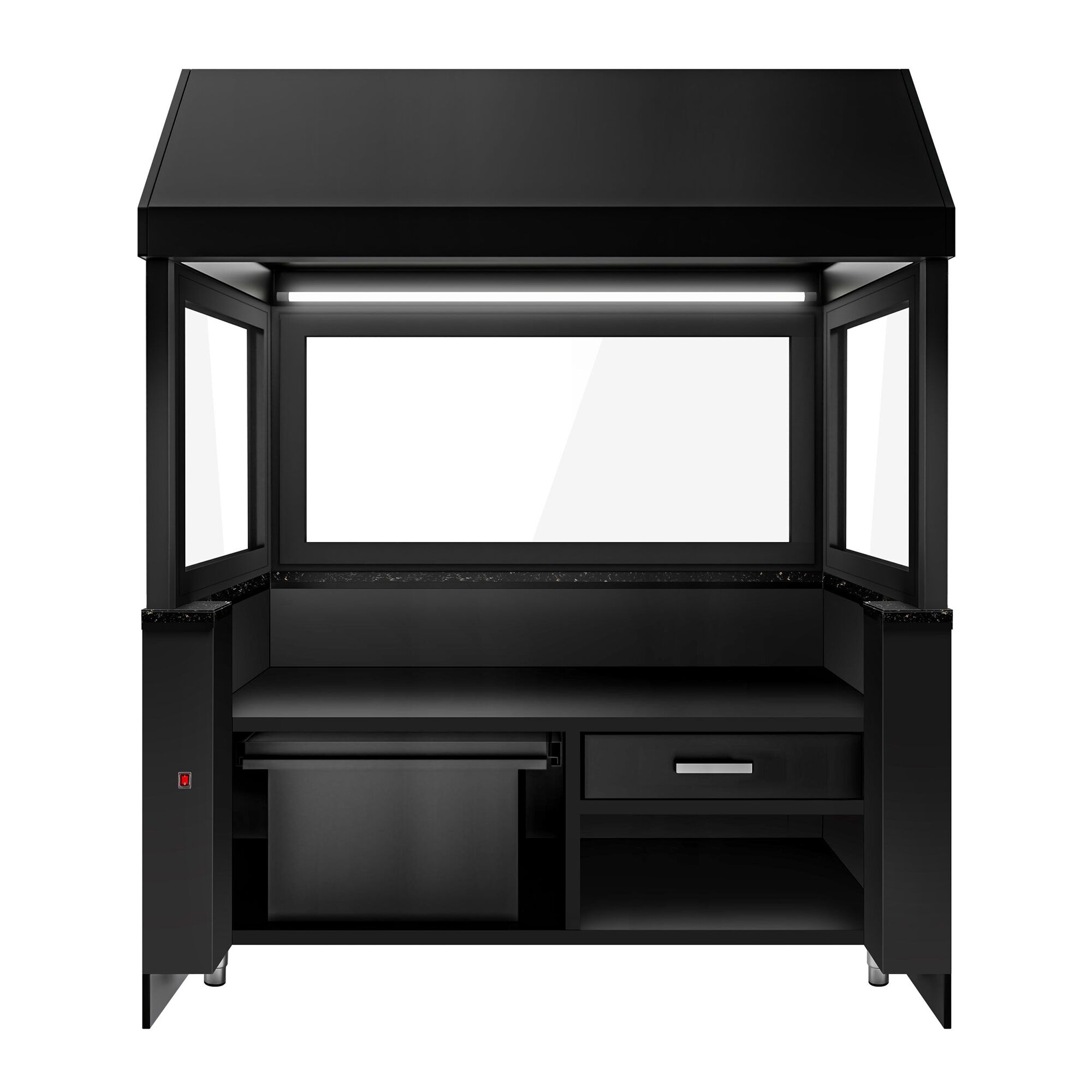 Élément neutre pour grills à charbon de bois TORONTO – 1900 mm – façade noire – plan de travail en granit noir